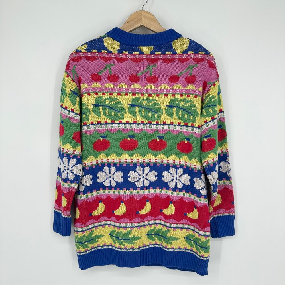 FARM RIO Sweet Orchard Chunky Knit Cardigan Cozy Oversized Fruit Floral Sweater - Picture 10 of 16